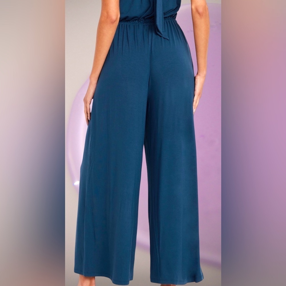 NWTS🦋GAP OLD NAVY LG🦋WAIST DEFINED HALTER STYLE JUMPSUIT FITTED BODICE WIDE LEG - Picture 13 of 15